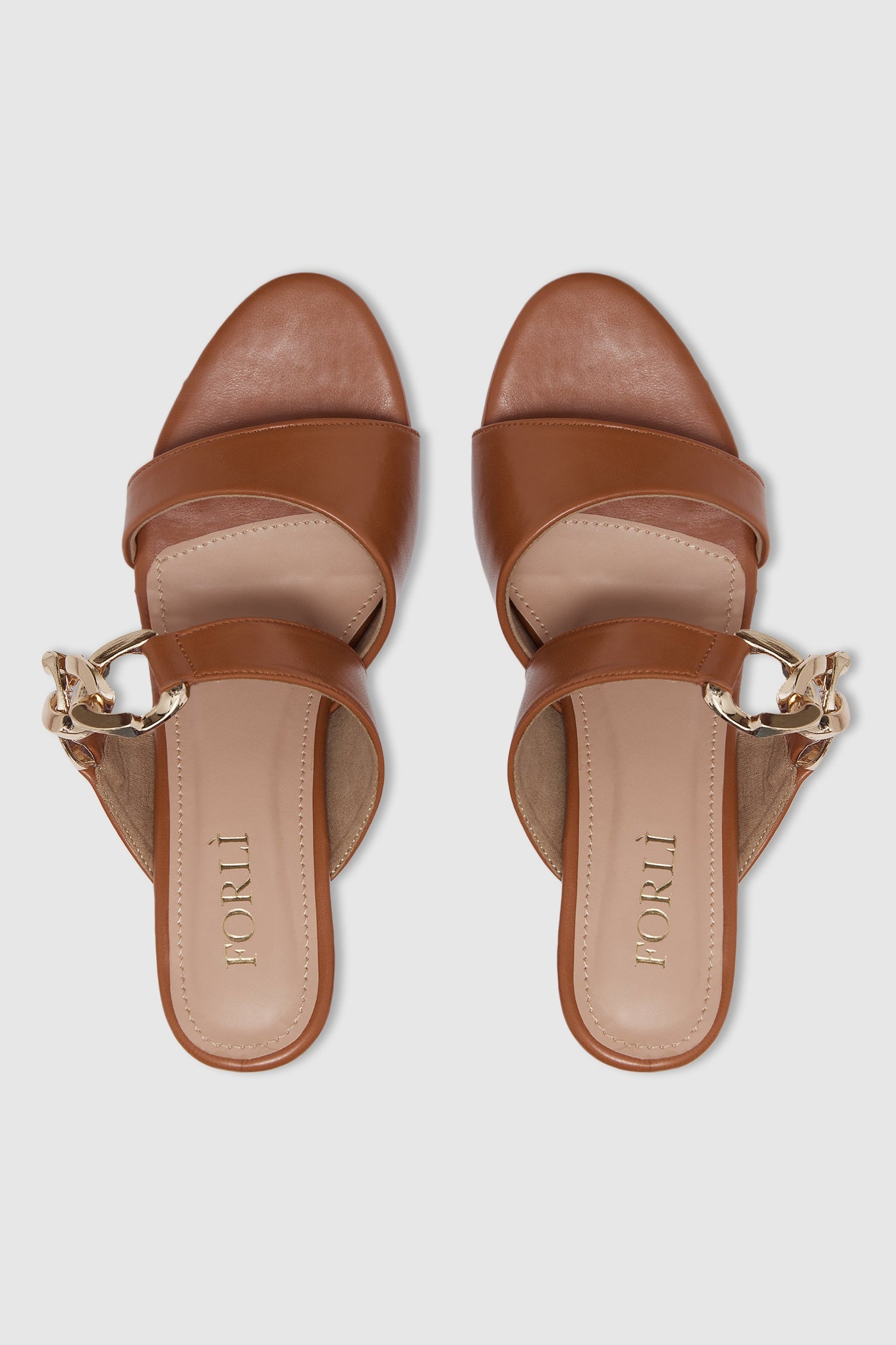 Leather Sandals With a Block Heel- front view