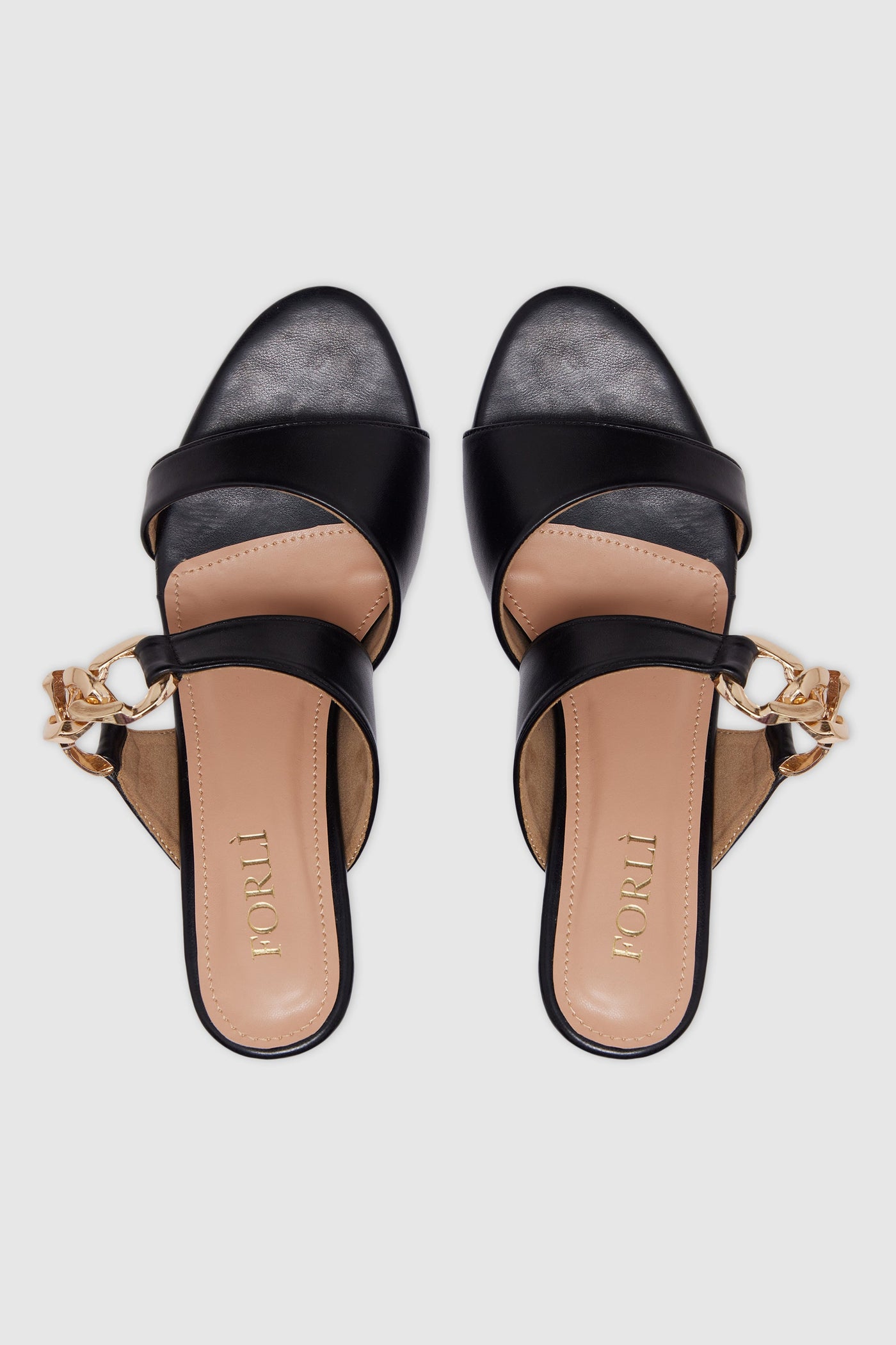 Leather Sandals With a Block Heel- front view