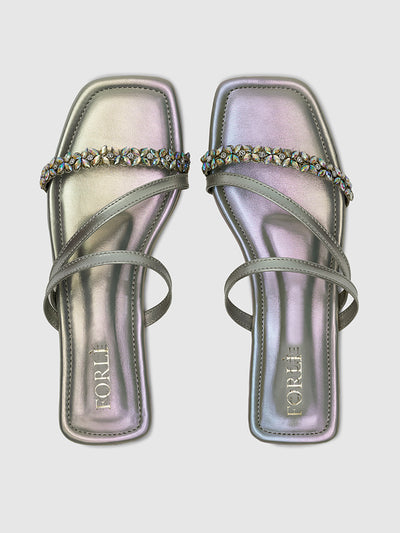 Belen Silver Sandals- front view